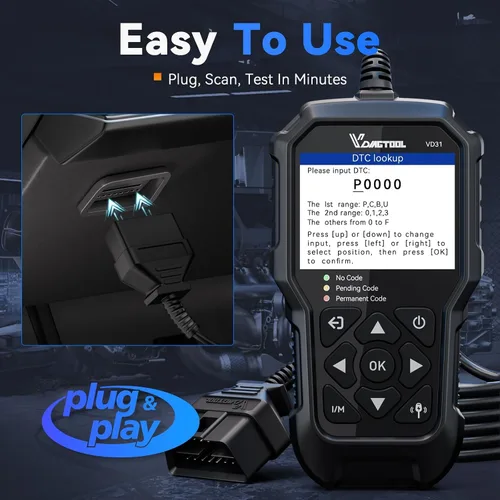 Miniatura 7 de VDIAGTOOL Escáner OBD2 mejorado VD31, lector de código de motor 3 en 1, probador de batería de llave de coche y probador de batería de automóvil