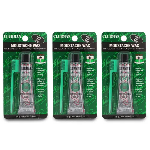 Clubman Paquete colgante de cera para bigote negro 0.5 oz x 3 paquetes