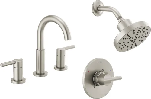 Miniatura 15 de Delta Faucet Nicoli Serie 14 Grifo de ducha de un solo mango con cabezal de ducha H2Okinetic de 5 ajustes, grifo de lavabo de baño generalizado