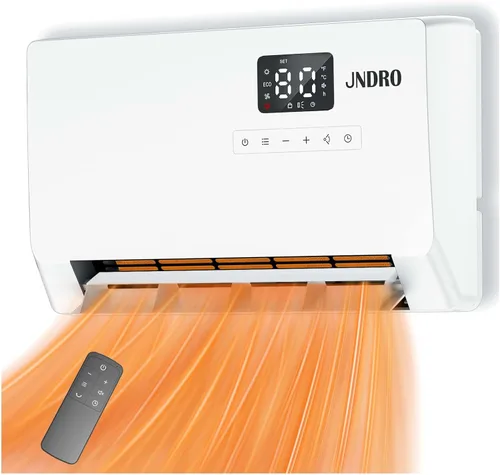 Calentador de espacio montado en la pared con termostato ECO y control remoto, pantalla LED, modos de oscilación de 60°/90°/120°, temporizador de 24