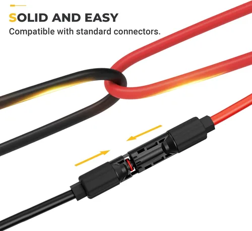 Miniatura 5 de BougeRV Cable de extensión solar 8AWG de 3 pies con conector hembra y macho con par adicional de conectores, kit de adaptador de panel solar
