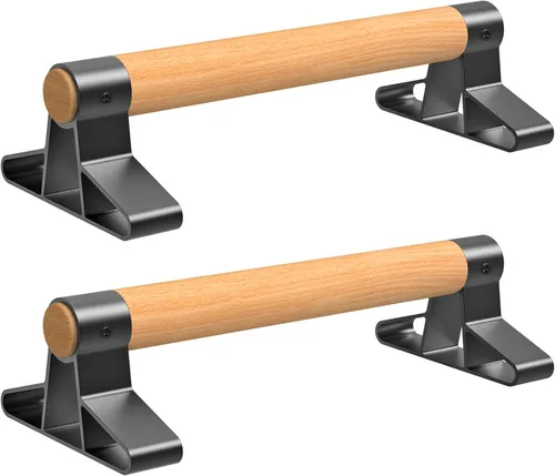 SELEWARE Barras de empuje de madera, barras paraletas, barras antideslizantes para calistenia, fitness, entrenamientos de piso, madera maciza con A: