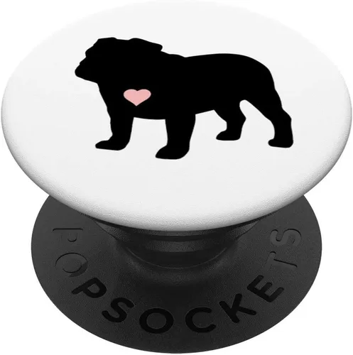 English Bulldog I Love My Bull Dog Mom Pink Blush Heart Cute - PopSockets Grip and Stand for Phones and Tablets