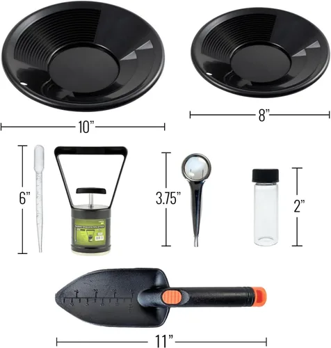 Miniatura 2 de ASR Outdoor Kit De Pan De Oro Herramientas De Prospección De Fiebre De Oro Accesorios 10pc - Negro