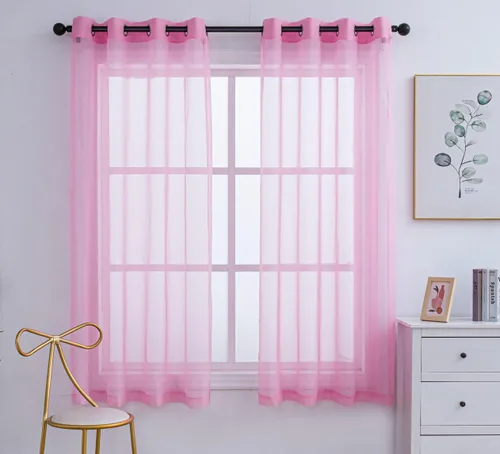 Miniatura 68 de PI - Cortinas traslúcidas con paneles pequeños, cortina transparente para ventana de cocina, mirador, 2 paneles