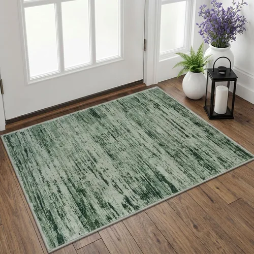 Miniatura 114 de Alfombra de pasillo moderna Lansny 2 x 6 pulgadas, alfombra de cocina lavable verde mostaza multicolor, alfombra antideslizante suave para pasillo