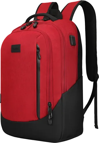 Miniatura 10 de Goloni Mochila ligera e informal para laptop, bolsa de viaje clásica de mano, con puerto de carga USB para hombres y mujeres, Negro oscuro