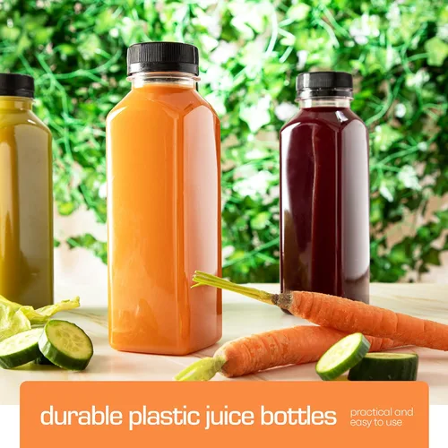 Miniatura 3 de DECADORN Botellas de Jugo de Plástico de 12 oz con Tapas - Paquete de 45 FABRICADO EN EE.UU. Botellas de Jugo Reutilizables - Contenedor de Jugo