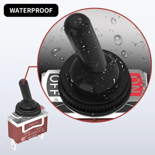 Miniatura 4 de RVBOATPAT Interruptor de palanca impermeable de 12V para barco marino, automóvil, coche, SPST, 2 pines, interruptor de palanca ON/OFF con cubierta