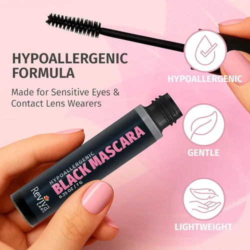 Miniatura 4 de Reviva Labs Máscara hipoalergénica negra para ojos sensibles y mujeres mayores, rímel suave, voluminizadora y alargadora para mujeres mayores de 50