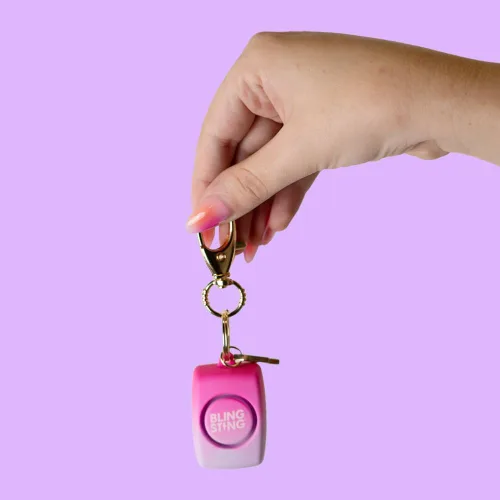 Miniatura 3 de BLINGSTING Mini alarma de seguridad personal para mujer, alarma de autodefensa de 125 decibelios con luz LED y clip para llavero Ombre