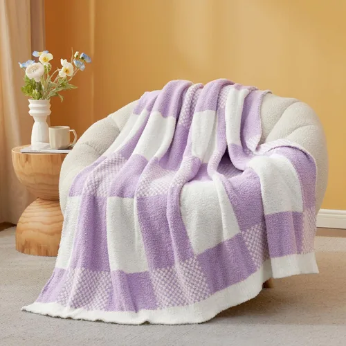 Miniatura 37 de Snuggle Sac - Manta a cuadros, manta roja para sofá, manta de microfibra de franela buffalo a cuadros, mullida, cálida, acogedora, suave, manta