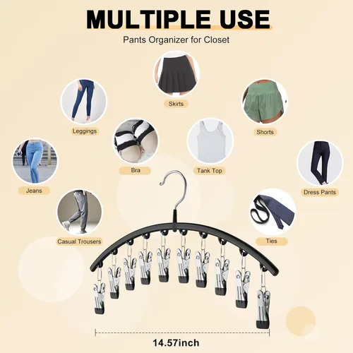 Miniatura 4 de Organizador de leggings para armario, perchas de metal para pantalones de yoga, 1 paquete con 10 clips con capacidad para 10 leggings, organizador
