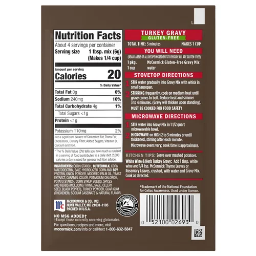 Miniatura 2 de McCormick Mezcla de salsa de pavo (sin gluten), 0.88 oz