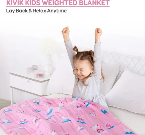Miniatura 4 de Kivik Manta con peso de 5 libras, transpirable, pequeña y pesada, para dormir y relajarse, para cama, sofá, hogar, escuela, lavable a máquina
