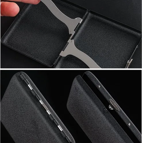 Miniatura 2 de Caja de cigarrillos de metal, paquete de 2 cajas de cigarrillos para 20 cigarrillos de 3.346 in, tamaño regular, para hombres y mujeres