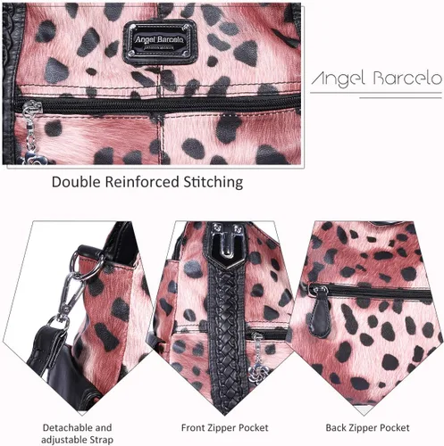 Miniatura 91 de Angel Barcelo - Bolsa de hombro amplia para mujer, diseño Hobo, cuero lavado