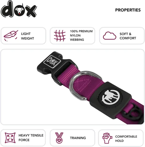 Miniatura 3 de DDOXX Collar de nailon para perro, collares fuertes y ajustables para perros, collar de perro con diseño de arándanos, mediano (morado)