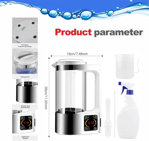 Miniatura 8 de Generador de solución hipoclorosa de ácido hipocloroso y sodio, capacidad de 67.6 fl oz, sistema de agua electrolizado portátil de NaCl que hace