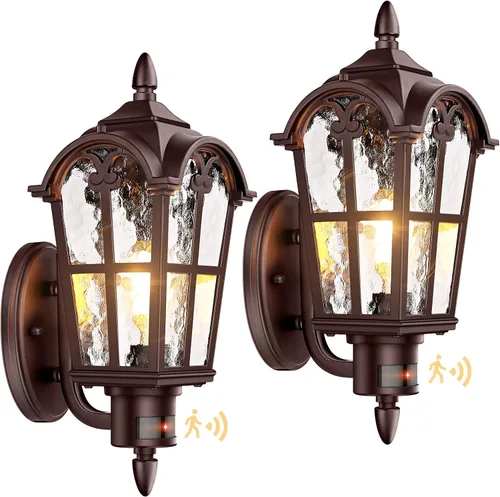 Miniatura 9 de Paquete de 2 luces de pared exteriores grandes con sensor de movimiento de 16 pulgadas, luces de porche del atardecer al amanecer con montaje