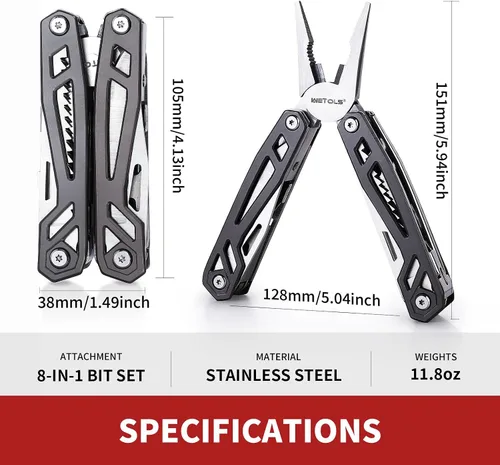 Miniatura 9 de Regalos de Navidad para hombres, papá, WETOLS 21-en-1 multiherramientas con cuchillo de bolsillo, alicates autoblocantes de acero inoxidable con 8
