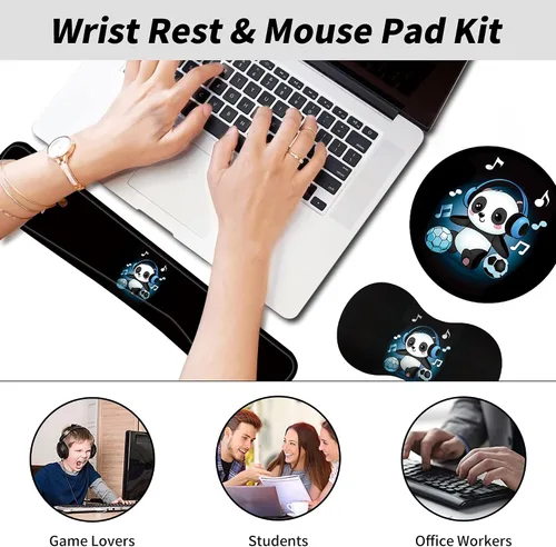 Miniatura 3 de Alfombrilla para mouse con soporte de muñeca para teclado y reposamuñecas [4 en 1], fácil de escribir, alivio del dolor, cojín de gel de espuma