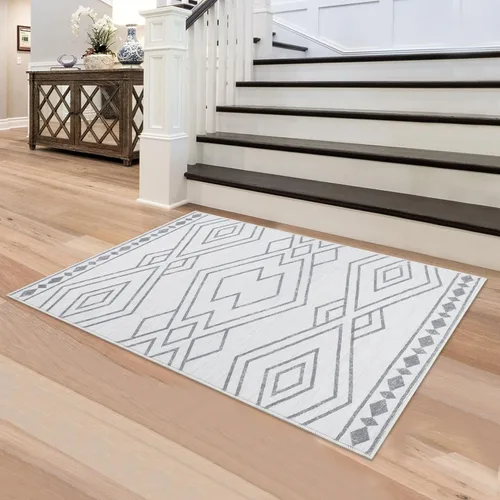 Miniatura 15 de FairOnly Alfombra bohemia de 2 x 6 pies, alfombra moderna marroquí geométrica para pasillo, alfombra lavable para interiores, antideslizante