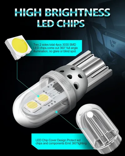 Miniatura 3 de Combriller 194 foco LED blanco 6000K súper brillante 168 2825 W5W T10 con cubierta protectora y diseño hueco, focos LED de repuesto para domo, mapa