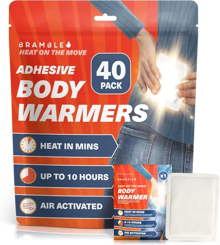 BRAMBLE Paquete de 40 calentadores corporales adhesivos para aliviar el dolor de espalda, parches de calor instantáneos (espalda, hombros, alivio