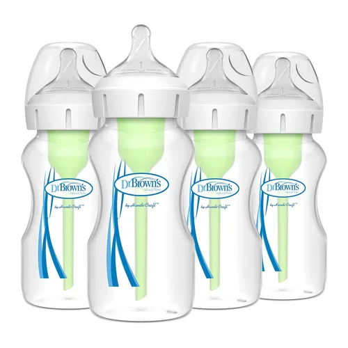 Miniatura 19 de Dr. Brown’s Natural Flow® Anti-Colic Options+™ Biberones de cuello ancho para bebés, 5 oz/150 mL, con tetina de flujo lento nivel 1, paquete de 4