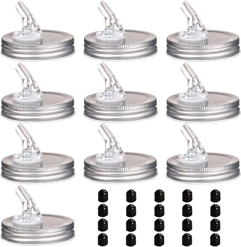 Tarro con pico vertedor Mason Jar. Picos vertedores de flujo libre para tarro Mason Jar, tarro Mason para pico de boca regular tamaño 70mm Paquete