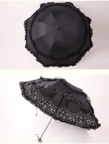 Miniatura 45 de Honeystore Paraguas plegable a prueba de rayos ultravioleta Princess Lace Parasol con cúpula anti-UV