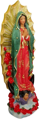 Miniatura 6 de Estatuas de Virgen de Guadalupe de 10 pulgadas, estatua de Virgen María de Guadalupe, estatua grande de resina de Virgencita María Colorido