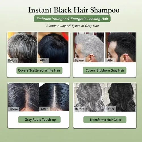 Miniatura 3 de Champú de tinte para cabello negro para cabello gris, champú instantáneo de color de cabello, champú de larga duración, champú para cabello negro