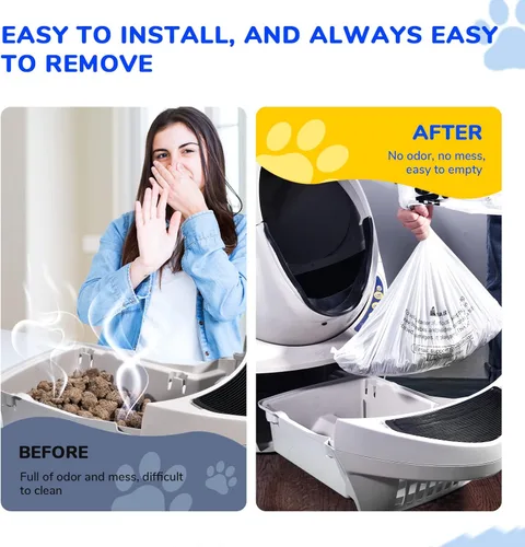 Miniatura 3 de Bolsa de arena compatible con cajas de arena para gatos 3 y 4, paquete de 60 – Bolsas de basura extra gruesas para autolimpieza de cajas de arena