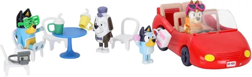Miniatura 3 de Bluey Figura (2.5 pulgadas) y juego de vehículo convertible de escape, robusto auto de juguete para niños con 4 accesorios y calcomanías, juguetes