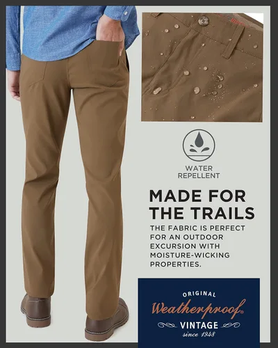 Miniatura 5 de Weatherproof Vintage Pantalones de excursión de ajuste regular para hombre, ultra elásticos, informales, con parte delantera plana