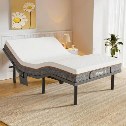 Miniatura 14 de Amada Queen - Base de cama ajustable y colchón de espuma viscoelástica de gel refrescante de 14 pulgadas, masaje, inclinación de cabeza y pies