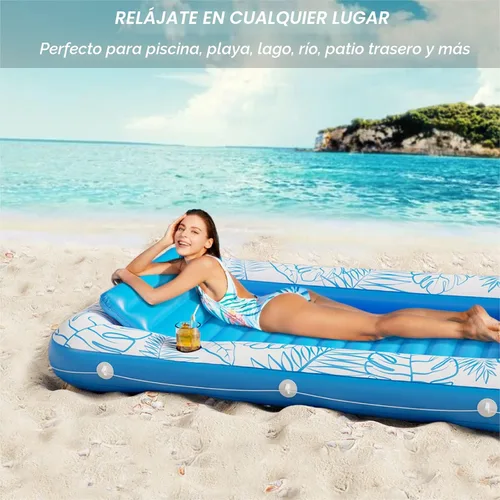 Miniatura 4 de Jasonwell - Flotador inflable para piscina, 4 en 1, almohadilla para tomar sol para adultos, relajarse en la piscina, flotador lleno de juguetes