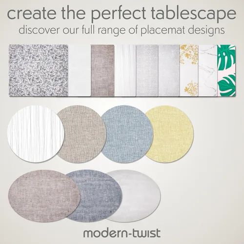 Miniatura 7 de modern-twist Mantel individual de silicona, 14 x 16, sin BPA, sin PVC, apto para lavavajillas, estampado de lino en mandarina, paquete de 1 unidad