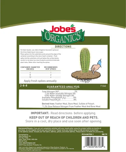 Miniatura 4 de Jobe's Organics Picos de Fertilizante para Suculentas, Cuidado Fácil para Plantas Suculentas, Cactus y Aloe Vera, 12