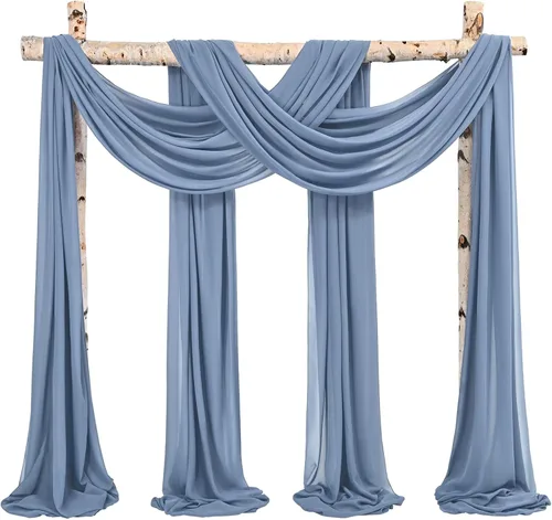 Miniatura 45 de Cortinas de arco de boda, 8 paneles de 28" x 20 pies, cortinas de tela de gasa blanca para ceremonia y recepción Blanco