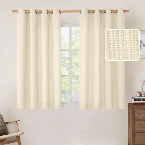 Miniatura 47 de LAMIT Cortinas de Lino Blancas Semitransparentes para Dormitorio, Paneles Filtrantes de Luz, Cortinas de Lino con Ojales de Protección de Privacidad