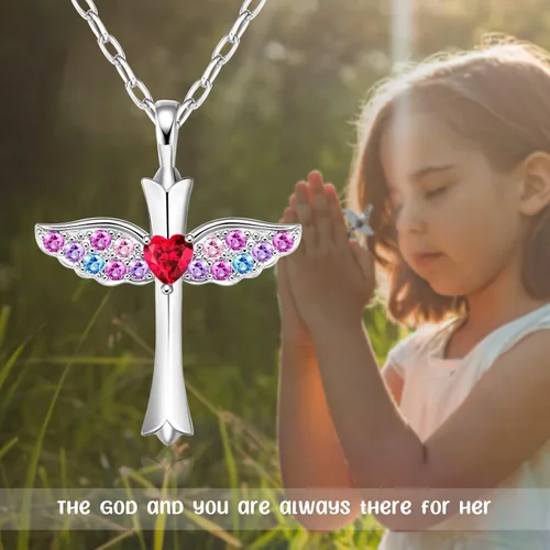 Miniatura 6 de Cross Necklace First Communion Gifts for Girls, Dainty Necklaces for Teen Girls Cross Necklace Shiny CZ Religious Pendant Christian Jewelry Baptism