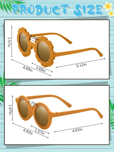 Miniatura 2 de Dunzy 16 pares de lentes de sol para niños y niñas, lindos lentes de sol redondos para fiestas en la playa, de 3 a 10 años