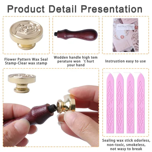 Miniatura 2 de Varillas de cera de sellado y sello para sello de cera, invitaciones de boda, sobres de tarjetas, correos de caracol, paquetes de vino, ideas