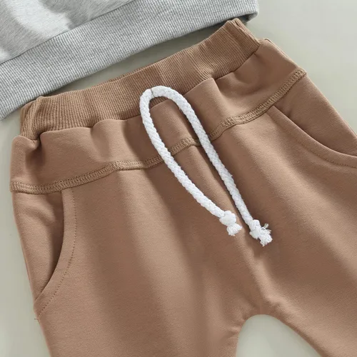 Miniatura 165 de Conjunto de 2 piezas de sudadera de manga larga con cuello redondo y pantalones casuales para bebés y niños pequeños