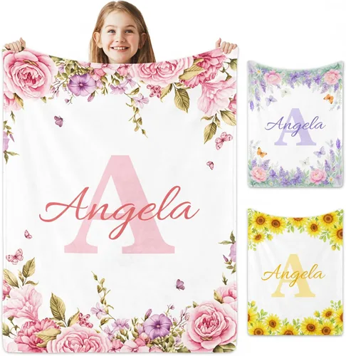Miniatura 16 de Manta de bebé personalizada con nombre, manta de nombre personalizado para niños, mantas de franela suave en Pascua, regalos personalizados de bebé
