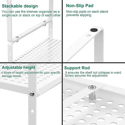 Miniatura 7 de iPEGTOP Estante organizador de estante de almacenamiento expandible para gabinete, estante de especias de metal apilable de acero resistente, altura