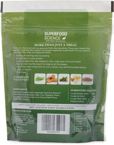 Miniatura 9 de Golosinas hipoalergénicas saludables para perros: aperitivos vegetarianos a base de plantas para perros con algas marinas, batata, chía, linaza